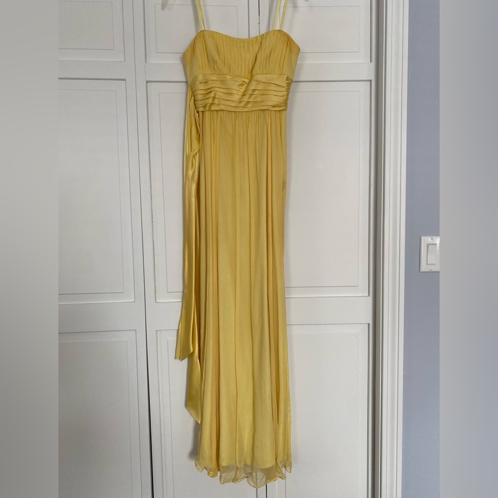 BCBG MAXARIA - strapless chiffon prom dress with satin streamers